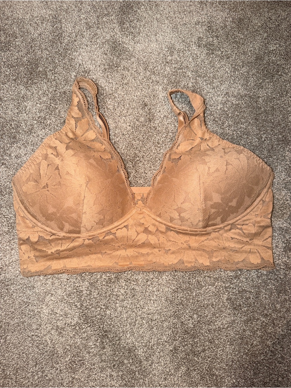 PINK Victoria's Secret Tan Lace Longline Bralette
